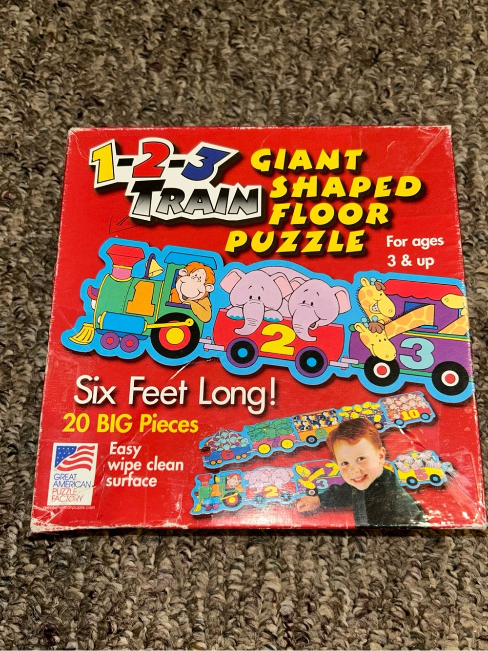Great American Puzzle Factory, 20 Piece Train Shaped Floor Puzzle, *Complete*